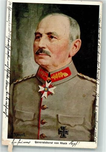 1915 sign. Hornert Der preußische Generaloberst Alexander von Kluck in Uniform mit Eisernes Kreuz Vaterländischer Verlag No. 27 Reichsverband zur Unterstützung deutscher Veteranen WK I