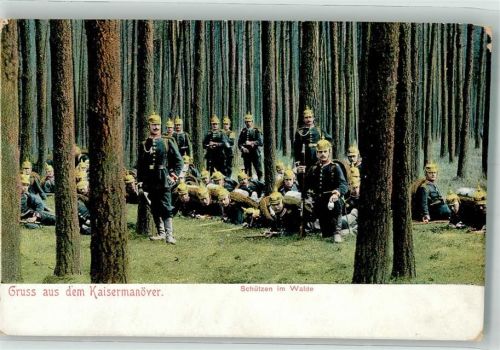 Landser in Uniform bilden eine Schützenlinie im Wald C.G.L. Serie 36/XVII
