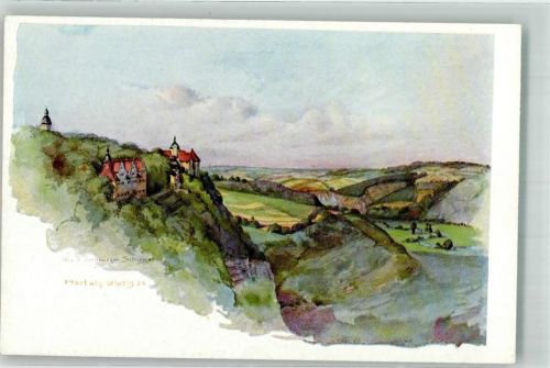 Dornburg 1924 sign. Hartwig Die drei Schlösser von Dornburg