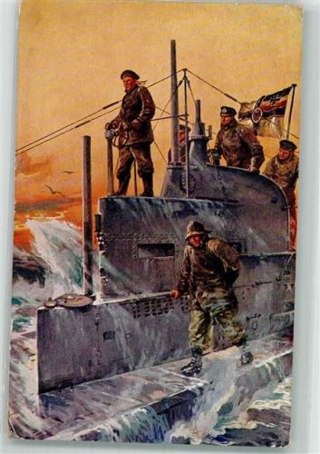 1917 Spenden Auf dem Kommandoturm eines U-Bootes
