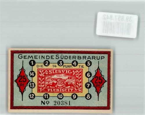 Süderbrarup 1921 25 Pfennig Der dänische König wird von einem deutschen Drachen verschlungen
