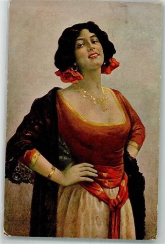1920 Frauenschönheit Mohnblüten im Haar