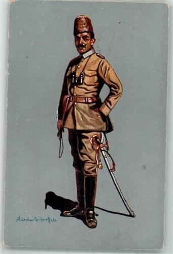 1917 sign. Lüschwitz-Koreffski Kavallerieoffizier in Felduniform Wohlfahrtskarte Krankenpflegeanstalten Rotes Kreuz Feldpost WK I Krefeld