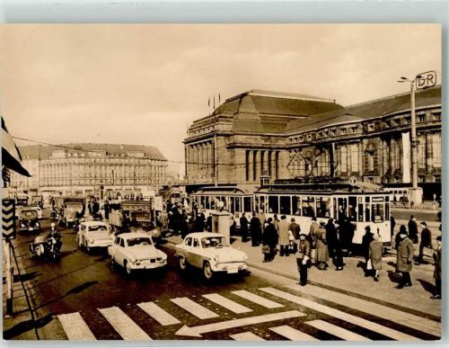 Leipzig 1965 Straßenbahn Motorrad Autos 1965