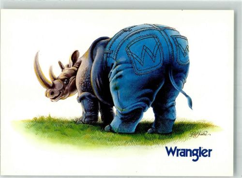 sign. Fastre, Paul Ein Nashorn in Wrangler Jeans Tiere vermenschlicht