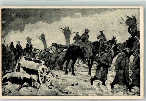 Warschau sign. Gleich Der Rückzug der russischen Armee aus der Stadt im Winter WK I