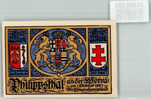 Philippsthal 1921 Eine Mark Webstuhl