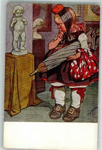 Kind Tracht Statue Humor Beithan, E. Künstlerkarte