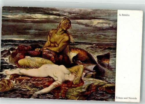 Triton und Nereide Erotik Bruckmanns Bildkarte Nr. 21