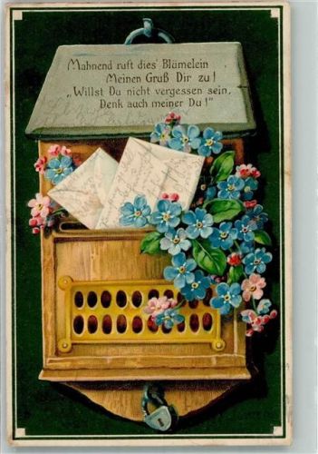 Brief Blumen Briefkasten 1911 Prägedruck