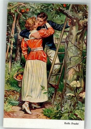 1920 Reife Fruch Liebespaar Küsse Äpfel pflücken Moderne Kunst Nr. 231 Liebe