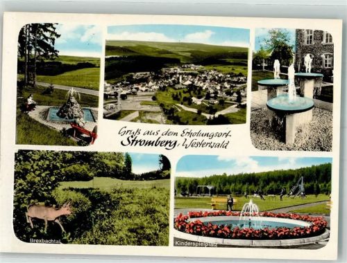 Stromberg Fliegeraufnahme des Ortes Parkanlage Brunnen Spielplatz Reh im Brexbachtal