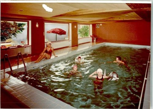 Kollnburg Schwimmbad Pension Mühl Ort handschriftlich Foto Original aus Archiv eines Ansichtskartenverlags