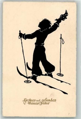 1964 Neujahr Kind auf Ski