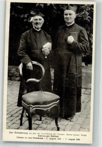 Gau-Weinheim 1928 Zwei Geistliche anläßlich des 90. Geburtstages von Christoph Hüfner Fotograf Willy Ziegert