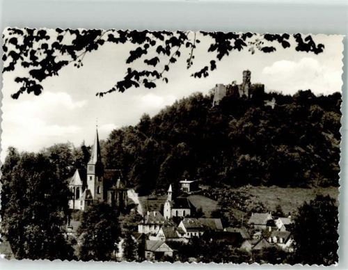 Hohenecken mit Burg Hohenecken und St. Rochus Kirche Ort handschriftlich