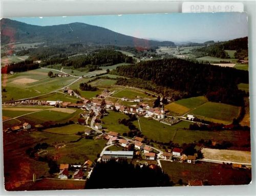 Achslach Fliegeraufnahme Pension Ebner Ort handschriftlich Foto Original aus Archiv eines Ansichtskartenverlags