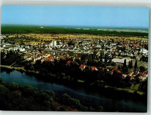 Kelsterbach Fliegeraufnahme von dem Ort am Main