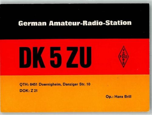 Dörnigheim 1972 Amateurfunk QSL-Karte DK5ZU