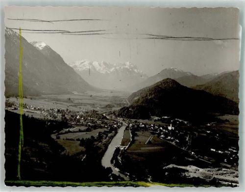 Eschenlohe Fliegeraufnahme Ort handschriftlich Foto Original aus Archiv eines Ansichtskartenverlags