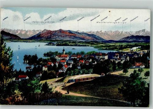 Tutzing 1919 Der Ort am Starnberger See mit St. Peter und Paul Kirche Schloss Eisenbahn und Alpenpanorama Verlag Zieher, Ottmar 4635