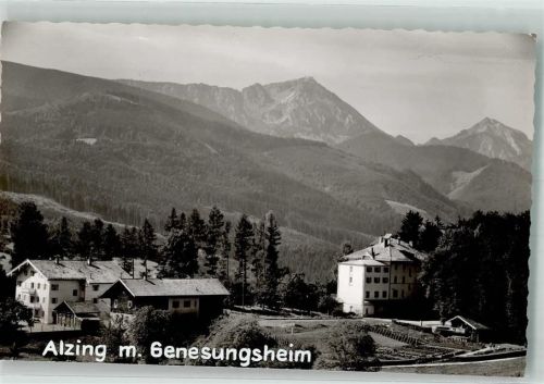 Alzing mit Genesungsheim Hochfelln und Hochgern Foto Original aus Archiv eines Ansichtskartenverlags