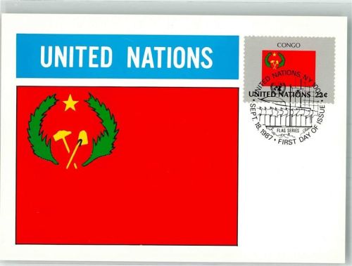 Kinshasa 1987 Wappen Flaggen der Nationen Briefmarke Bildseite