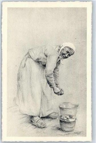 Buhl-Lorraine Zeichnung, Kartoffelschälerin