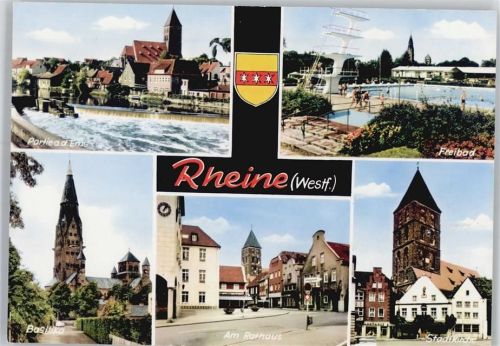 Rheine Partie an der Ems, Wappen, Schwimmbad, Basilika, Am Rathaus, Stadtkirche
