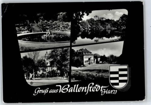 Ballenstedt Im Friedenspark, Schloß, Forstfachschule, Schloßteich, Rathaus, Wilhelm-Pieck-Allee, Wappen