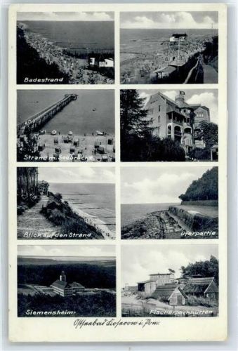 Koserow Siemensheim, Fischerpackhütten, Badestrand, Seebrücke