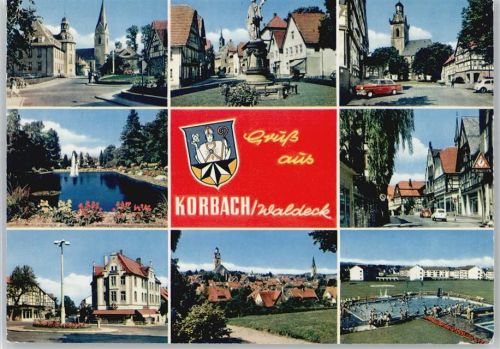 34497 W3540 Korbach - Ortspartie. Freibad, Teilansicht