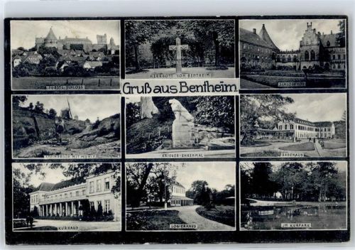 Bad Bentheim Fürstliches Schloß, Schlosshof, Steinbruch mit Mühle, Badehaus, Kurhaus, Logierhaus, im Kurpark