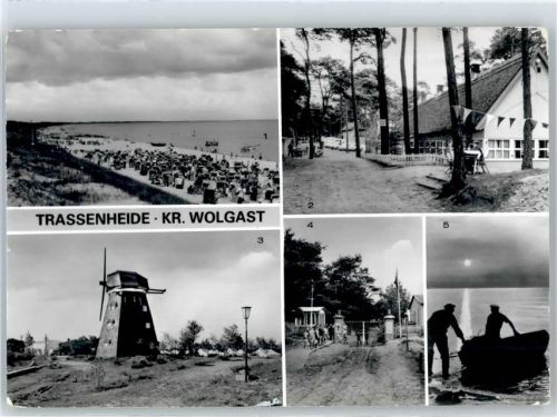 17449 O2233 Trassenheide - Strand, Ferienlager der Friedrich-Schiller-Universität Jena, Mühle Jugenderholungszentrum des VEB Carl Zeiss Jena, Zeltlager der JP Raymonde Dien, Fischer