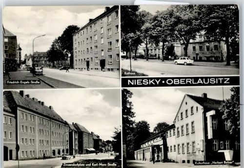 Niesky Friedrich-Engels-Straße, Rathaus, Zinzendorfplatz, Karl-Marx-Straße, Kulturhaus Herbert Balzer