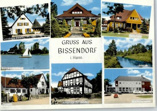 30900 W3002 Bissendorf , Han - Landhaus Peters, Seepartie, Postamt, Amtshaus, Kurhaus, Kreissparkasse