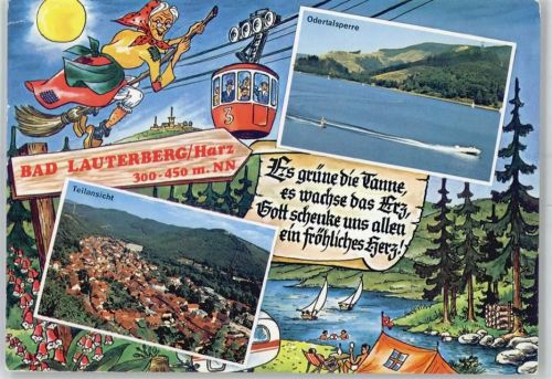 W3422 Bad Lauterberg im Harz Seilbahn Segelboot Pdertalsperre Motorboot Wohnwagen Hexe
