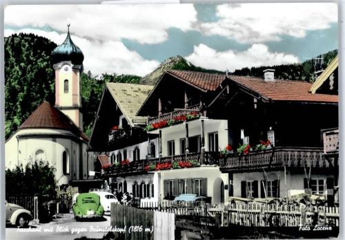 Farchant Kirche, Ortsansicht gegen Brünstelkopf
