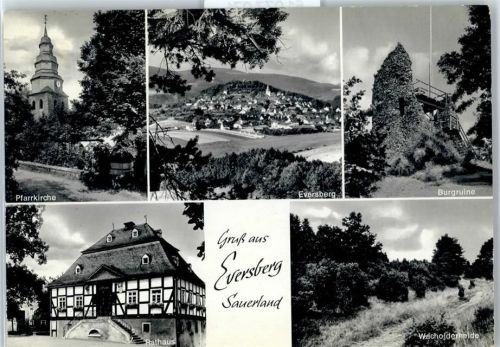 Eversberg Pfarrkirche, Gesamtansicht, Burgruine, Rathaus, Wacholderheide