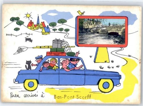 Pont-Scorff Leporello, Fahrt in den Urlaub, Auto, Brücke