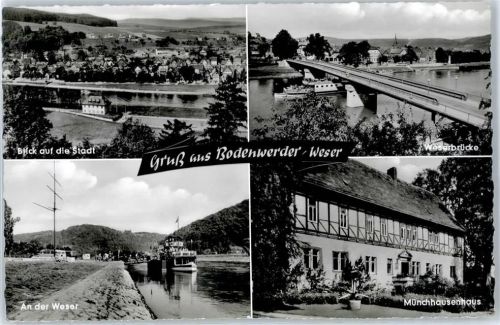 Bodenwerder Ortsansicht, An der Weser, Weserbrücke, Münchhausenhaus