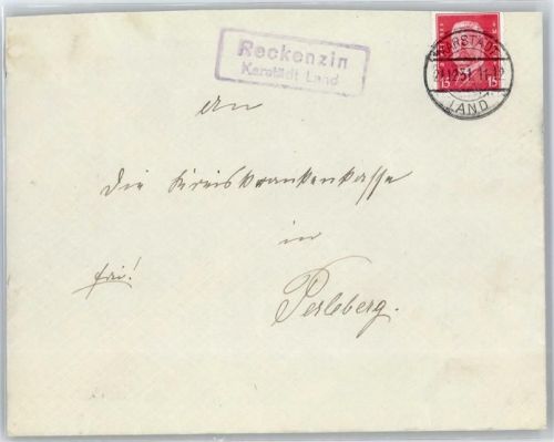 Karstädt Landpoststempel Reckenzin