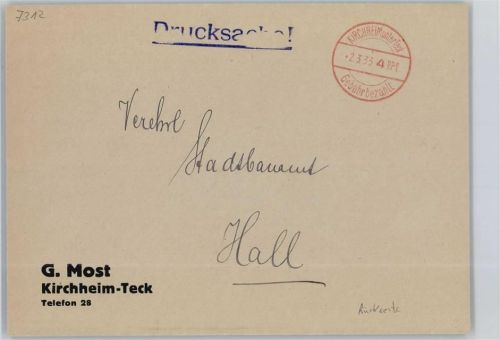 Kirchheim Stempel Gebühr bezahlt, Firma Most