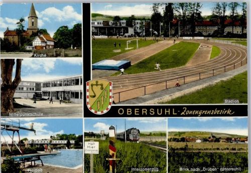 Obersuhl Kirche Mittelpunktschule Schwimmbad Interzonenzug