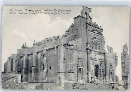 Servon 1915 Kirche nach Zerstörung Feldpost WK I