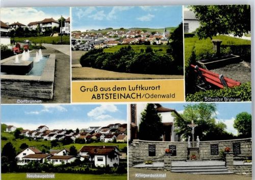 Abtsteinach Dorfbrunnen Schwarze Brunnen Neubaugebiet Kriegerdenkmal