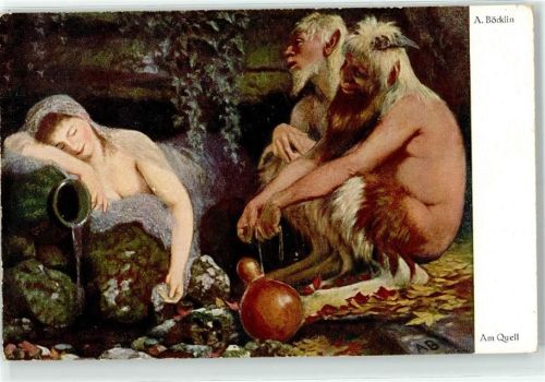 Am Quell Wasserkrug schlafende Frau Verlag Bruckmann Verlag Karte Nr. 2 4 Böcklin, A. Künstlerkarte