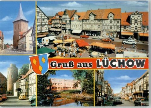 Lüchow Marktszene Kirche Turm Schule
