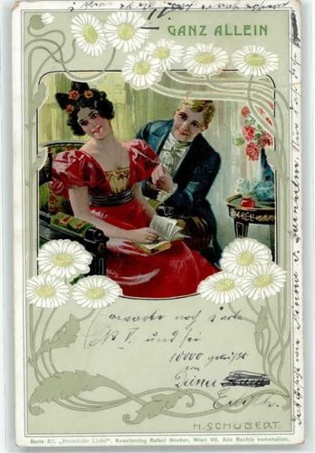 1903 Jugendstil Buch lesen Poesie sign.