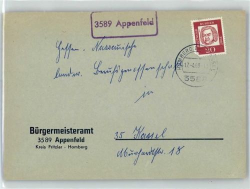34593 W3589 Appenfeld - Landpoststempel